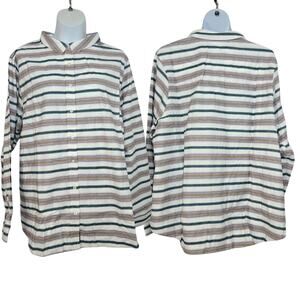 Wildfang The Essential Long Sleeve Flannel Button Up Size 3X NWT Striped